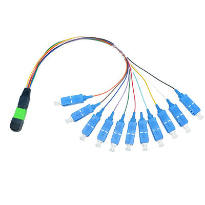 Kundengebundenes 12 Faser-Verbindungskabel Singlemode 1M Fanout des Kern-0.9mm MPO