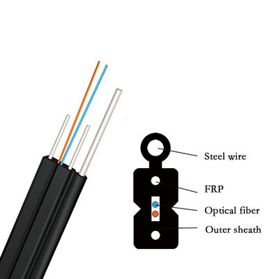 Kern-Tropfen-Lichtwellenleiter GJYXCH FTTH 12 mit Stahldraht-schwarzer Farbe